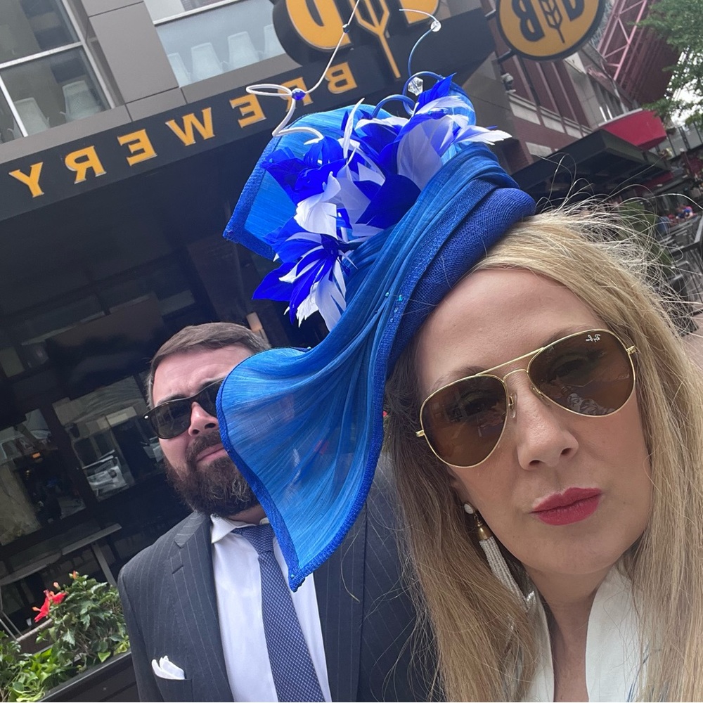 Kentucky Derby Hat 🐎💐🍾/ fascinator 💙 custom order. Hand made - Picture 5 of 9